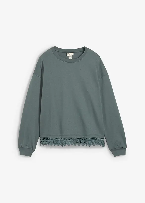 Sweat à empiècement en dentelle, bonprix
