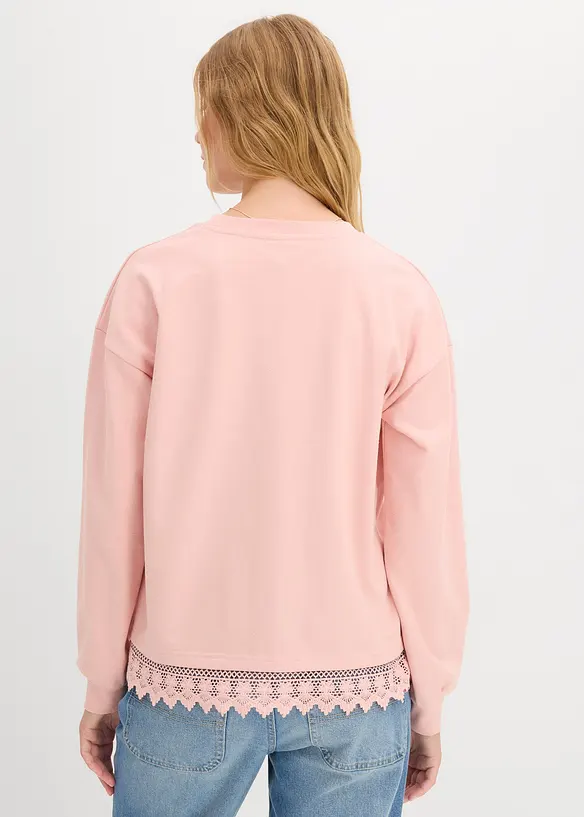 Sweat à empiècement en dentelle, bonprix