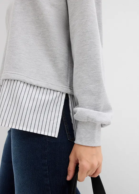 Sweat avec empiècement chemise, bonprix