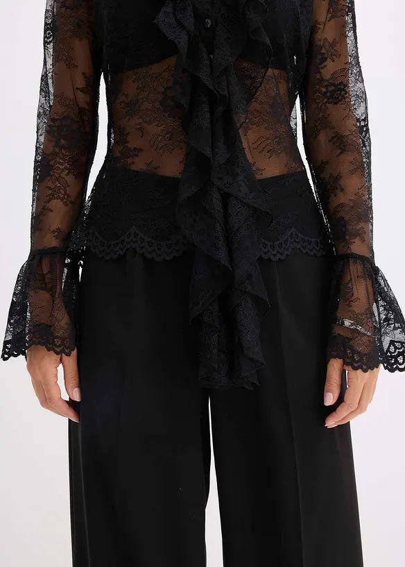 Transparente Bluse mit Spitze, bonprix