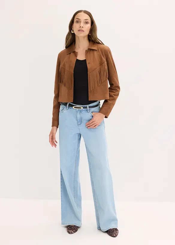 Fransen-Jacke in Wildleder-Optik, bonprix