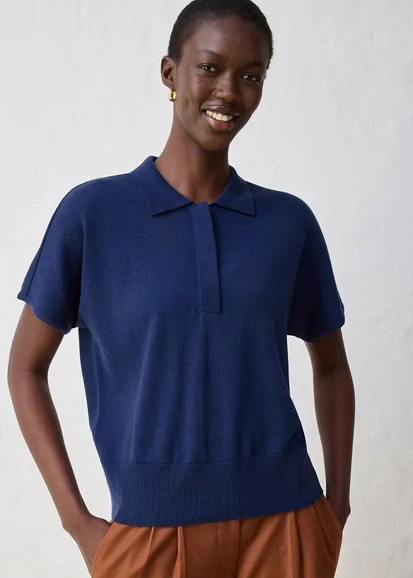 Pull en fine maille avec col polo, bonprix