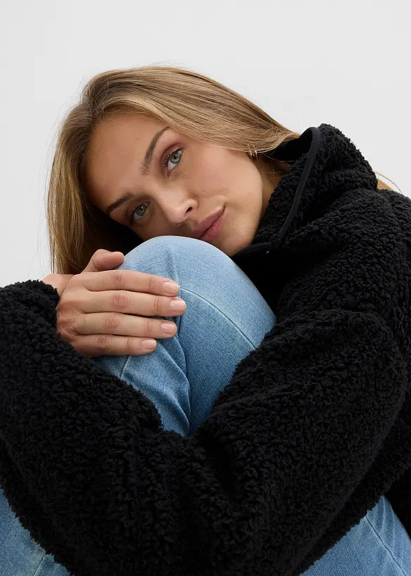 Polaire oversize à col montant et poches, bonprix