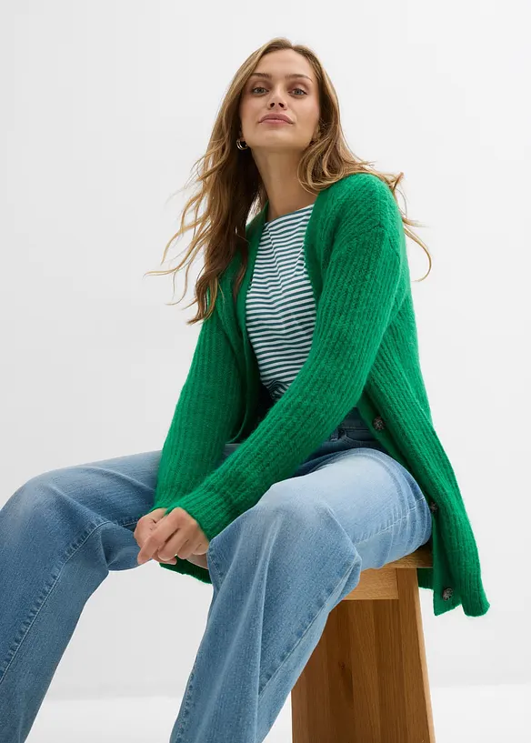 Grobstrickjacke aus weichem Wollmix, bonprix