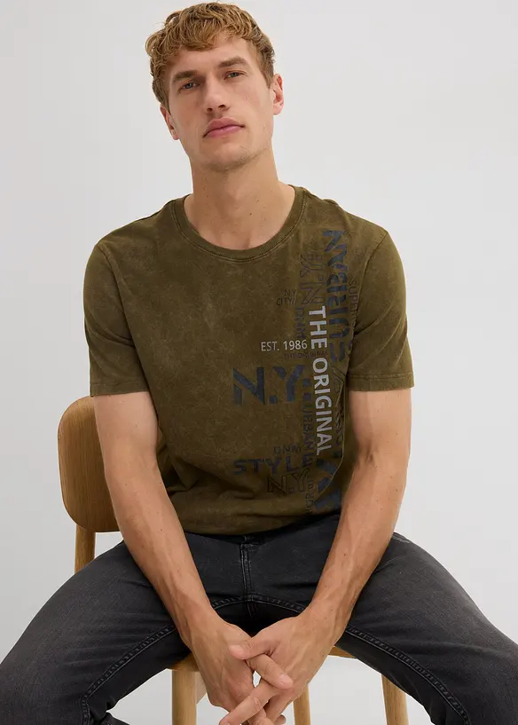 T-Shirt in gewaschener Optik aus reiner Bio-Baumwolle, bonprix