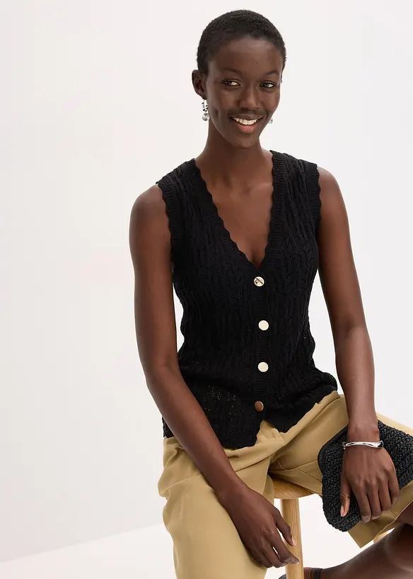 Ajour Strick-Weste, bonprix