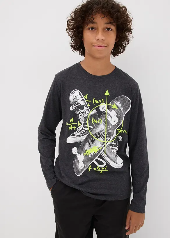 T-shirt manches longues en coton mélangé, bonprix