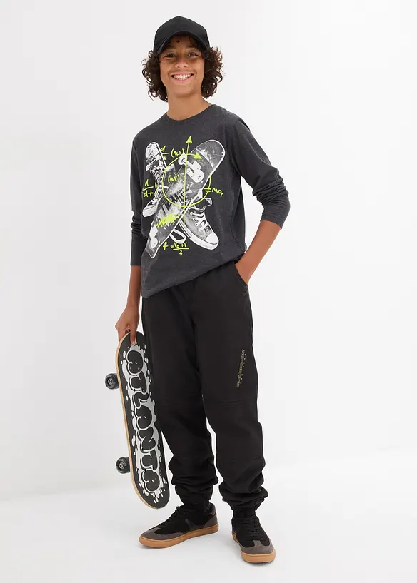 T-shirt manches longues en coton mélangé, bonprix