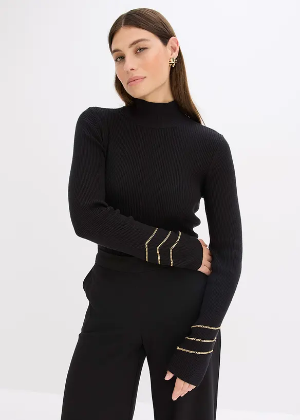 Feinstrickpullover mit Goldketten, bonprix