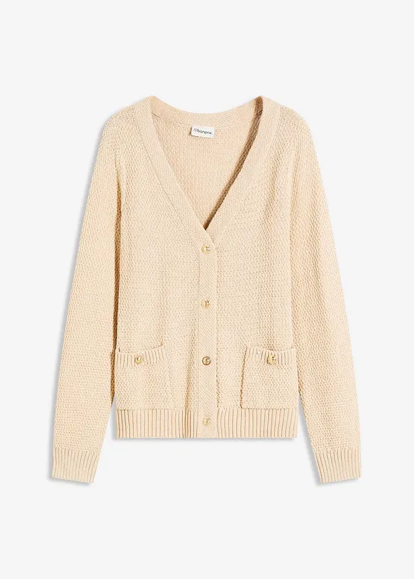 Gilet en maille chinée avec boutons dorés, bonprix
