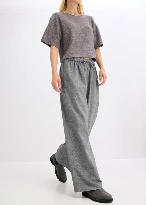 Pantalon palazzo aspect laine, bonprix