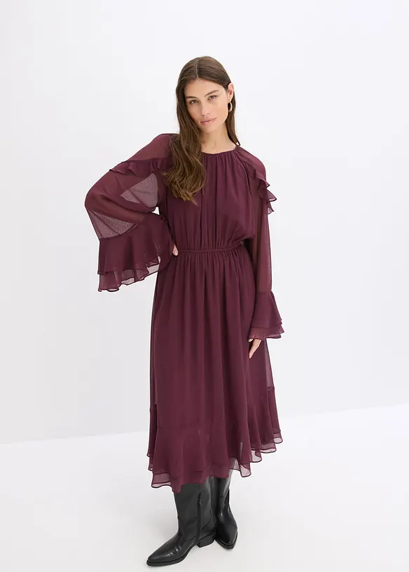 Chiffonkleid mit Volants, bonprix