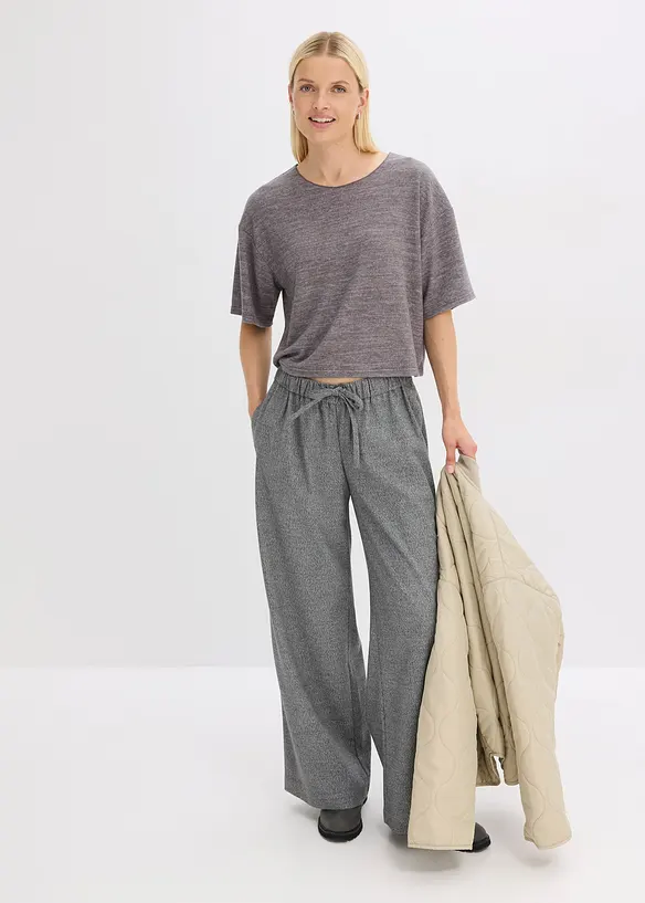 Pantalon palazzo aspect laine, bonprix