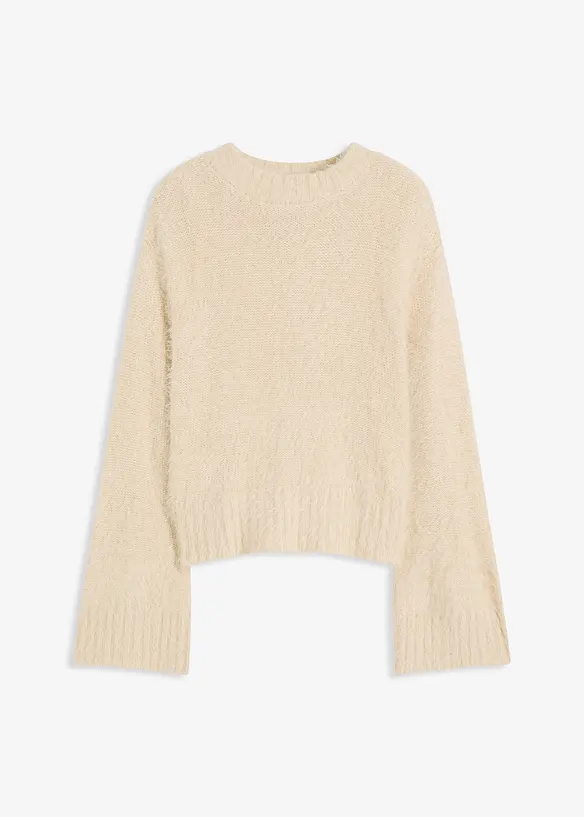 Boxy-Pullover aus flauschigem Federgarn, bonprix