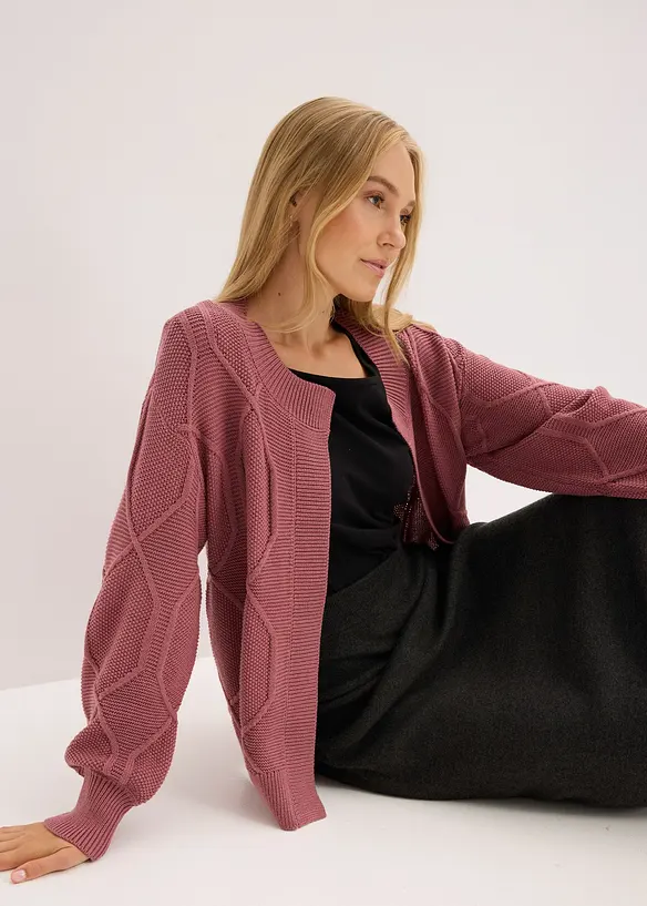 Strickjacke mit Zopfmuster, bonprix