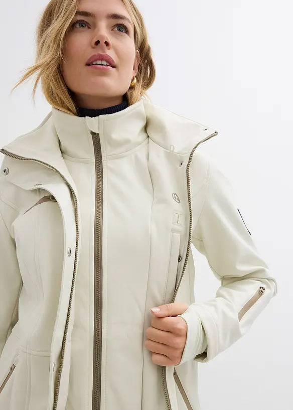 wasserabweisende Stretch-Softshell-Longjacke, bonprix
