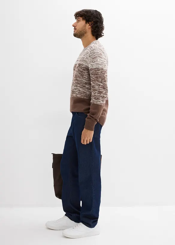 Pull en coton mélangé, coupe ventre confort, bonprix