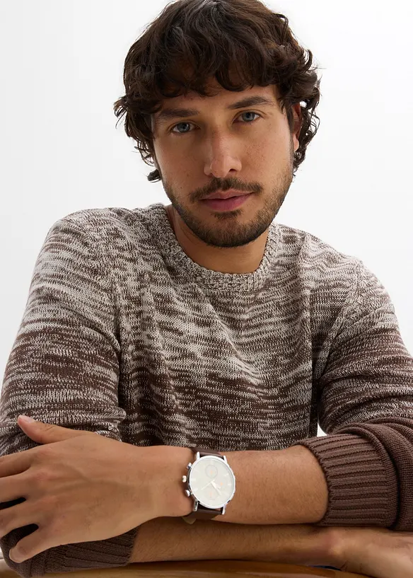 Pull en coton mélangé, coupe ventre confort, bonprix