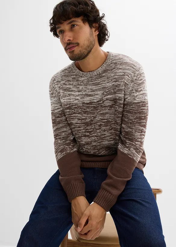 Pull en coton mélangé, coupe ventre confort, bonprix