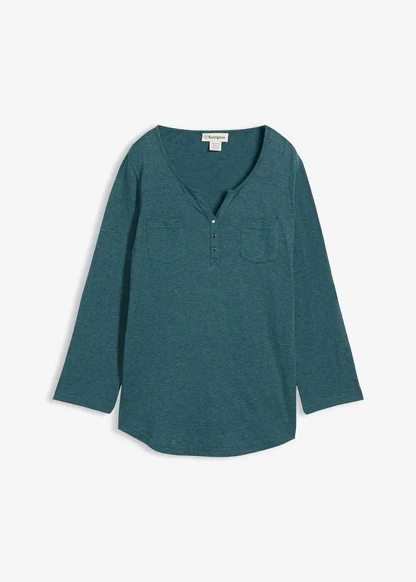 Baumwoll-Henleyshirt mit Knopfleiste, bonprix