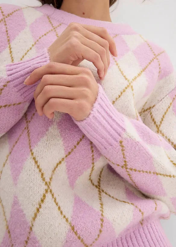 Feinstrickpullover mit Karomuster, bonprix