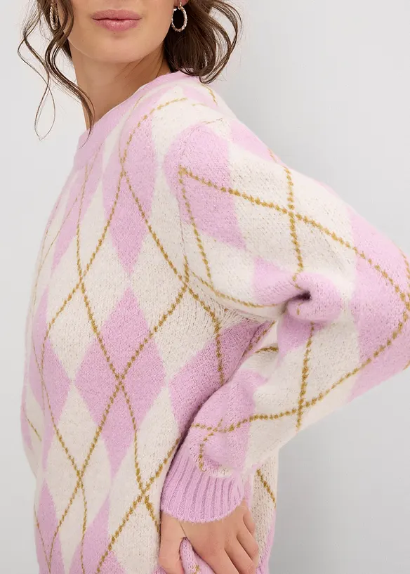 Feinstrickpullover mit Karomuster, bonprix