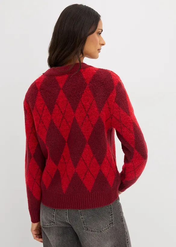 Pull à losanges en fine maille, bonprix