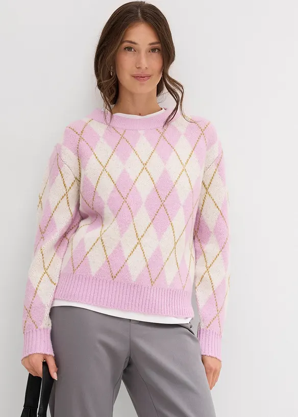 Feinstrickpullover mit Karomuster, bonprix
