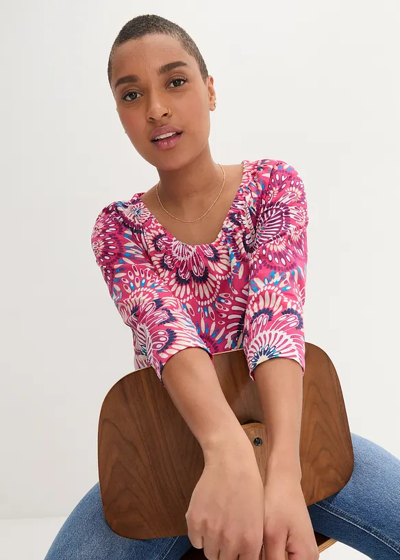 T-shirt manches 3/4, 100% coton, bonprix