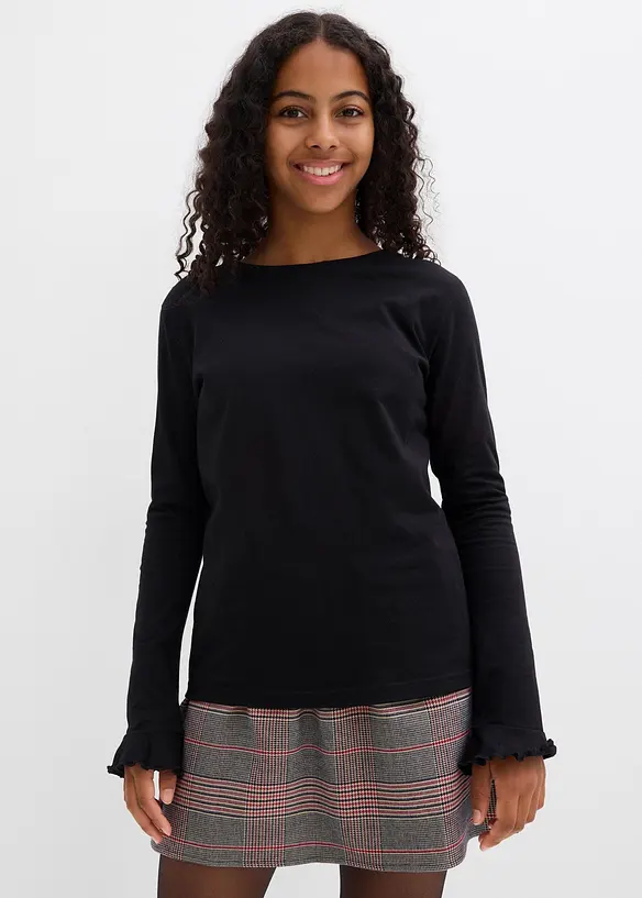 T-shirt manches longues en coton extensible, bonprix