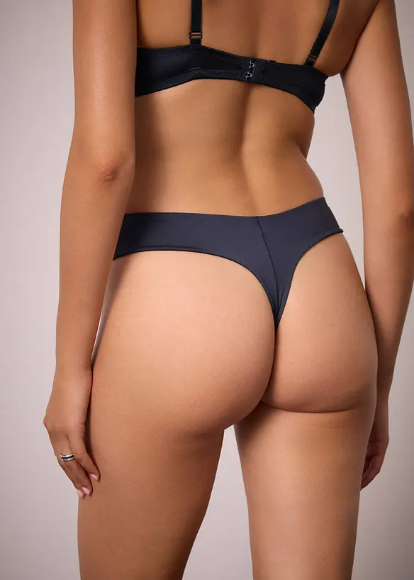 Lot de 2 strings taille haute en matière brillante, bonprix