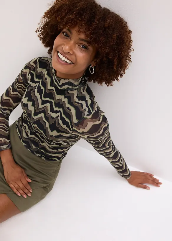 Langarmshirt aus softem Mesh, bonprix