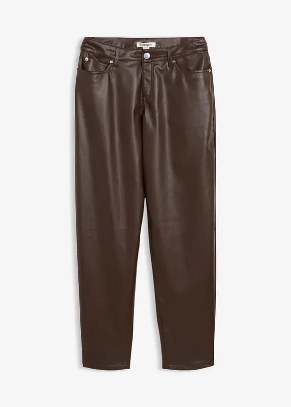 Lederimitat-Hose im Barrel Shape, Mid Waist, bonprix