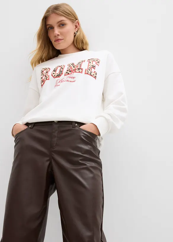 Lederimitat-Hose im Barrel Shape, Mid Waist, bonprix