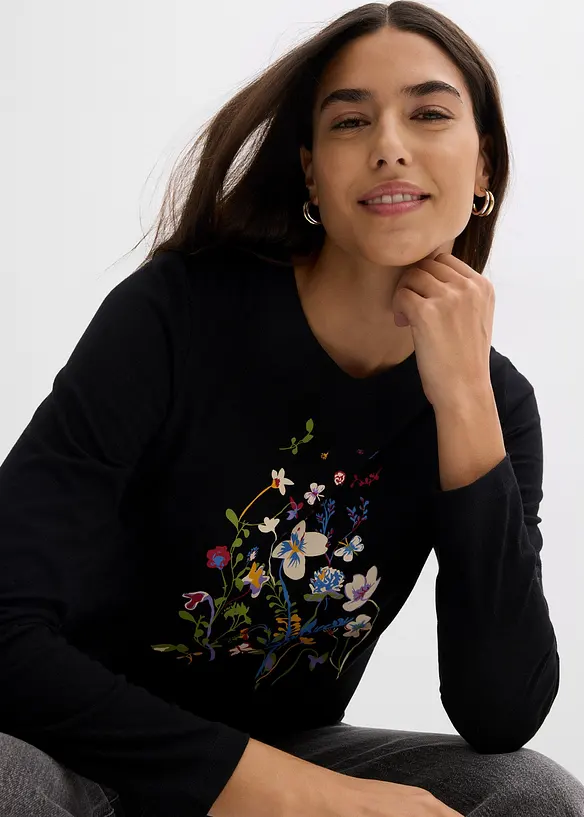 Langarmshirt aus purer Baumwolle, bonprix