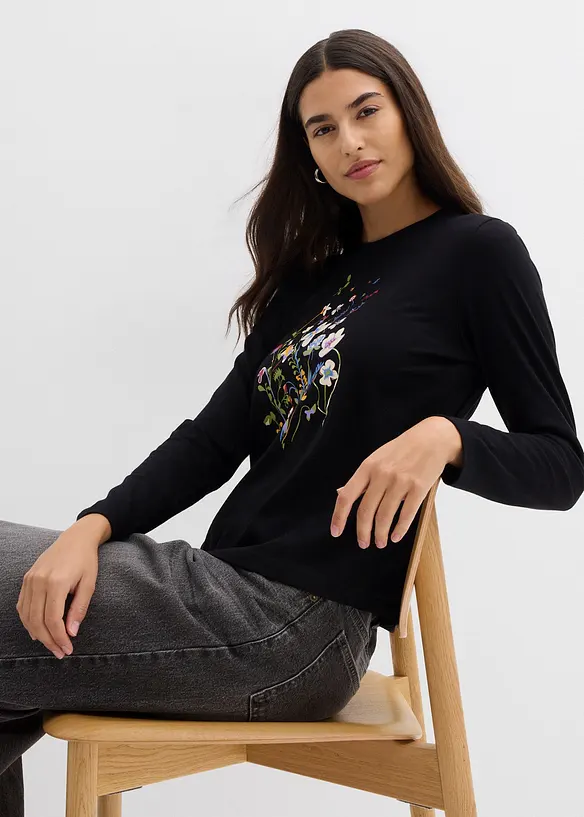 Langarmshirt aus purer Baumwolle, bonprix