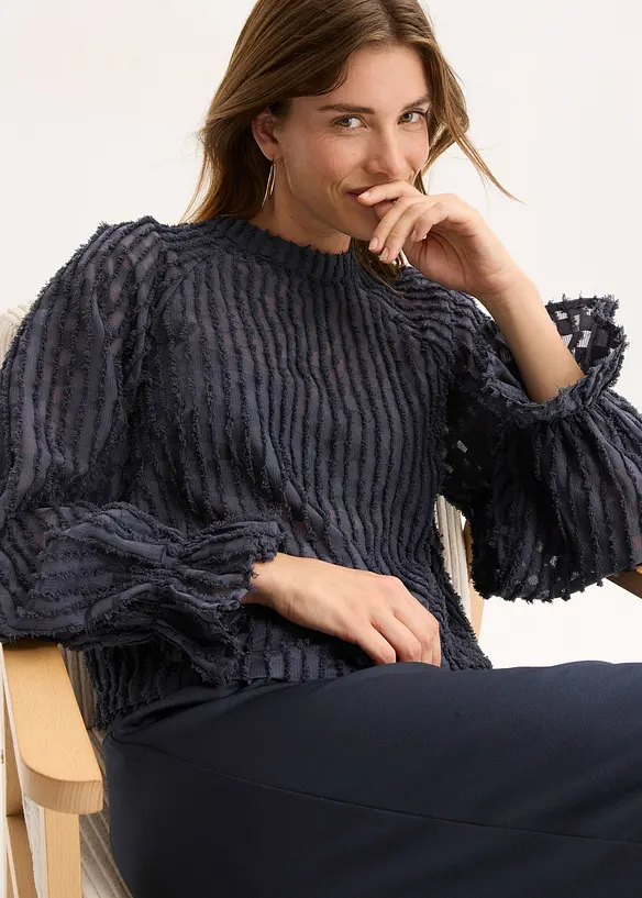 Bluse aus strukturiertem Material, bonprix