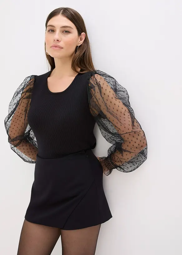 Feinstrickpullover mit Meshärmeln, bonprix