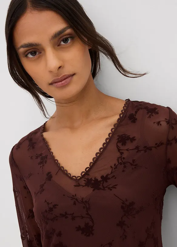 Langarmshirt mit Flockprint, bonprix