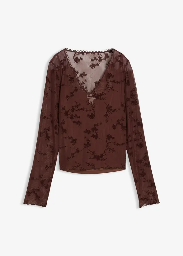 Langarmshirt mit Flockprint, bonprix