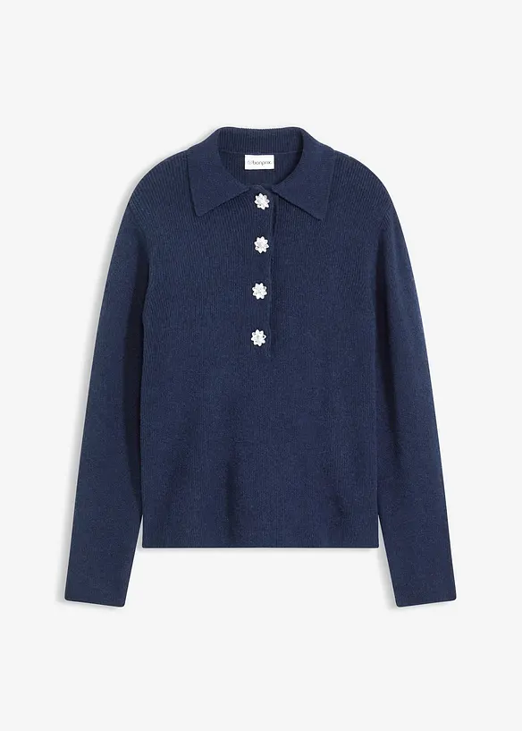 Polo-Pullover mit Wollanteil, bonprix