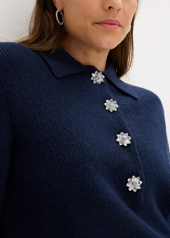 Polo-Pullover mit Wollanteil, bonprix