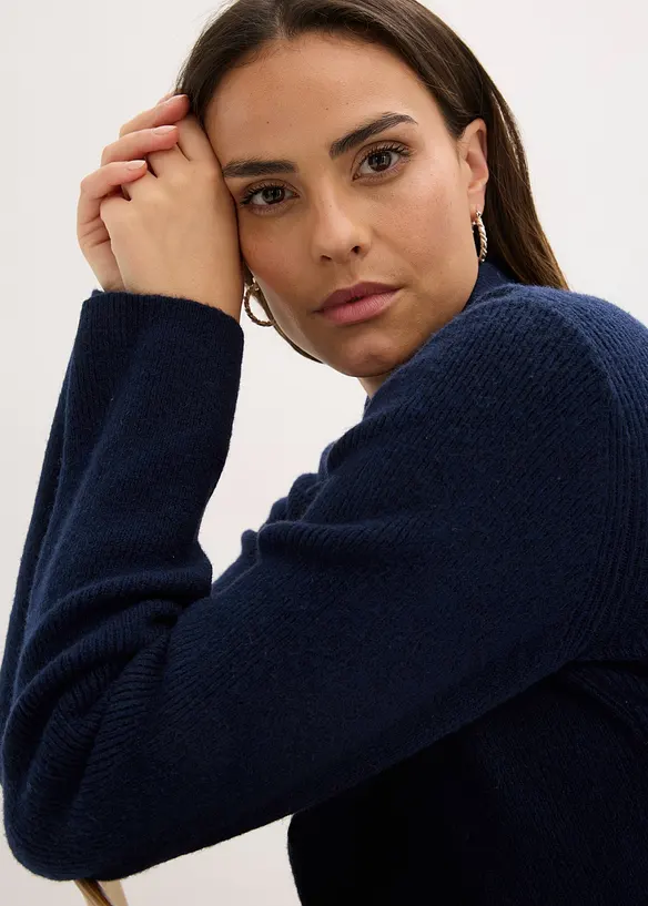 Polo-Pullover mit Wollanteil, bonprix