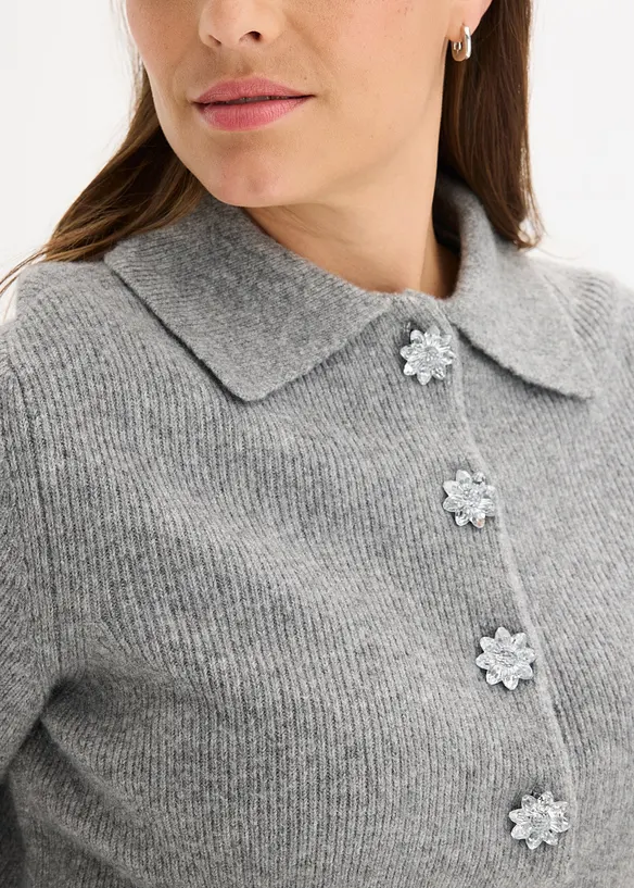 Polo-Pullover mit Wollanteil, bonprix