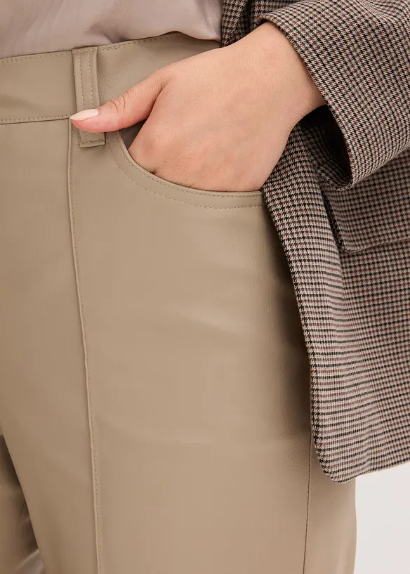 Lederimitat-Wide Leg Hose mit Biese, bonprix