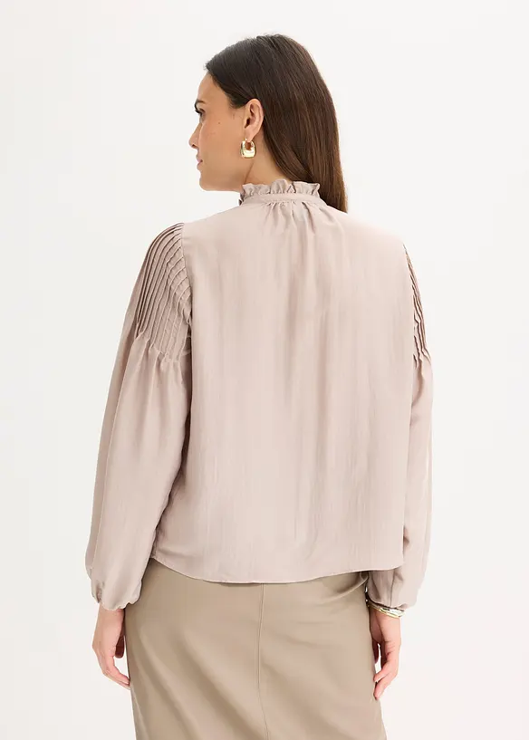 Tunikabluse aus glänzendem Satin mit Biesen, bonprix