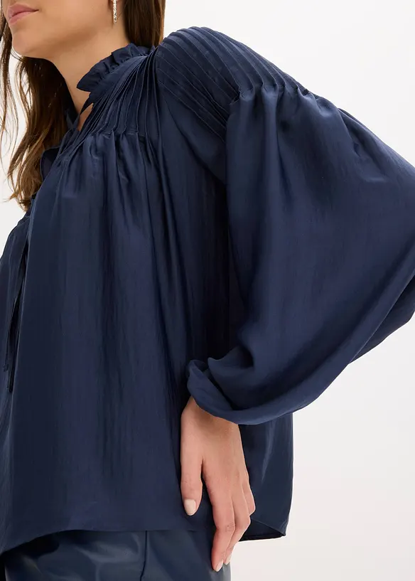 Tunique en satin brillant avec passepoils, bonprix