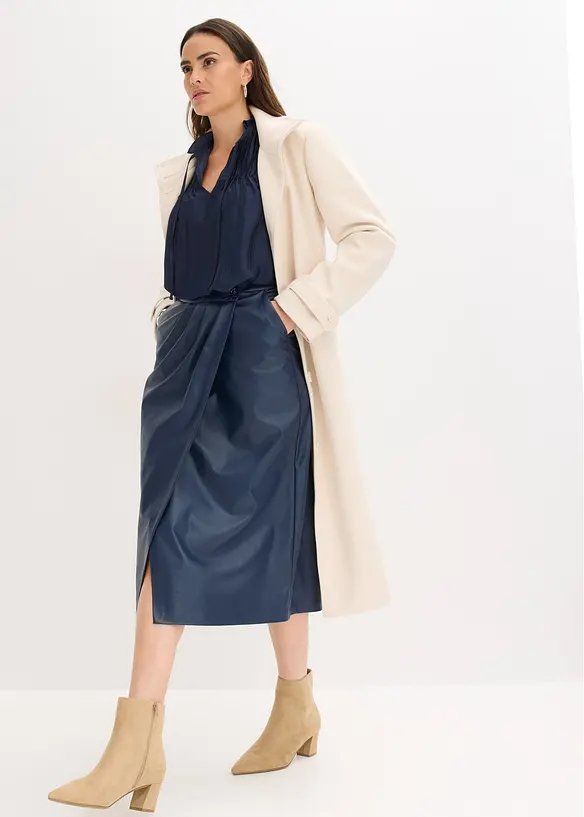 Tunique en satin brillant avec passepoils, bonprix