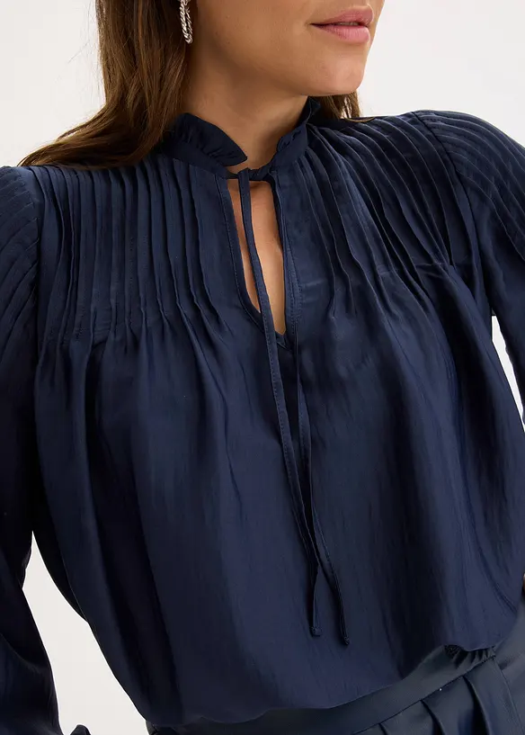 Tunique en satin brillant avec passepoils, bonprix