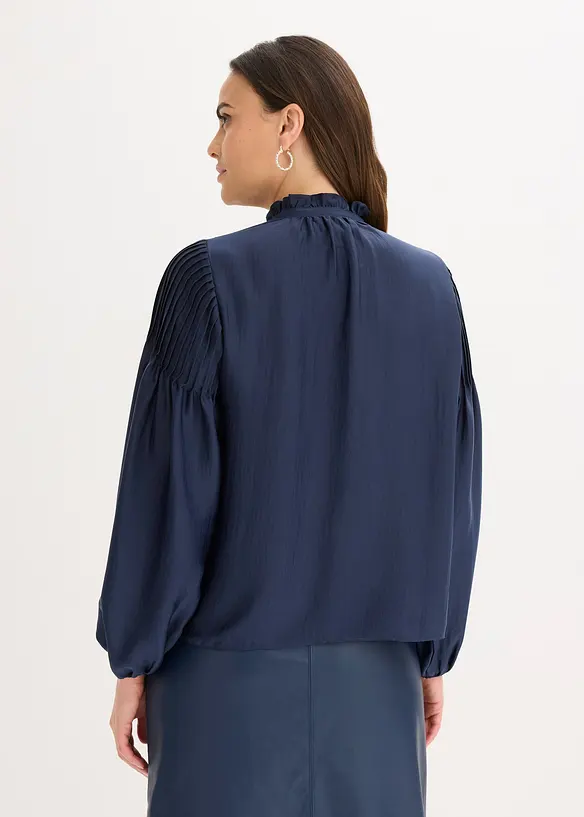 Tunique en satin brillant avec passepoils, bonprix